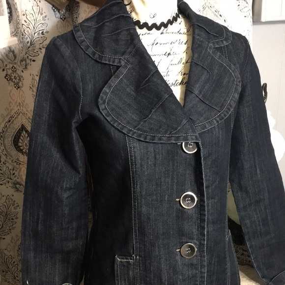 Baccini - Long pea coat inspired jean jacket - Picture 2 of 9